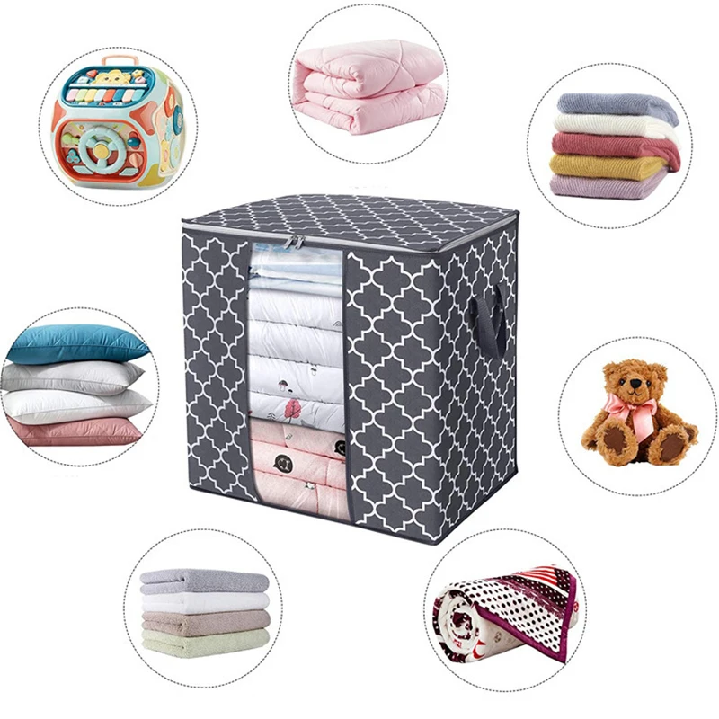 Clothes Quilt Storage Bag Moisture-Proof Dustproof Storages Non-Woven Quilt Organizes Mobile Clothes Bed Bottom 2