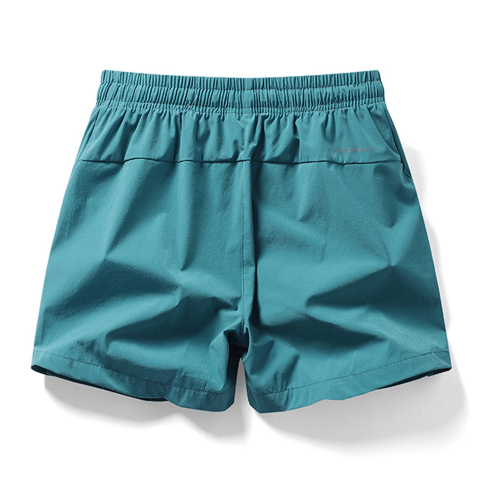 Summer Men's Casual Split Beach Shorts for Sports, Ice Silk Fitness, Running, Breathable Elastic Waist Quick Drying Solid Colors 4