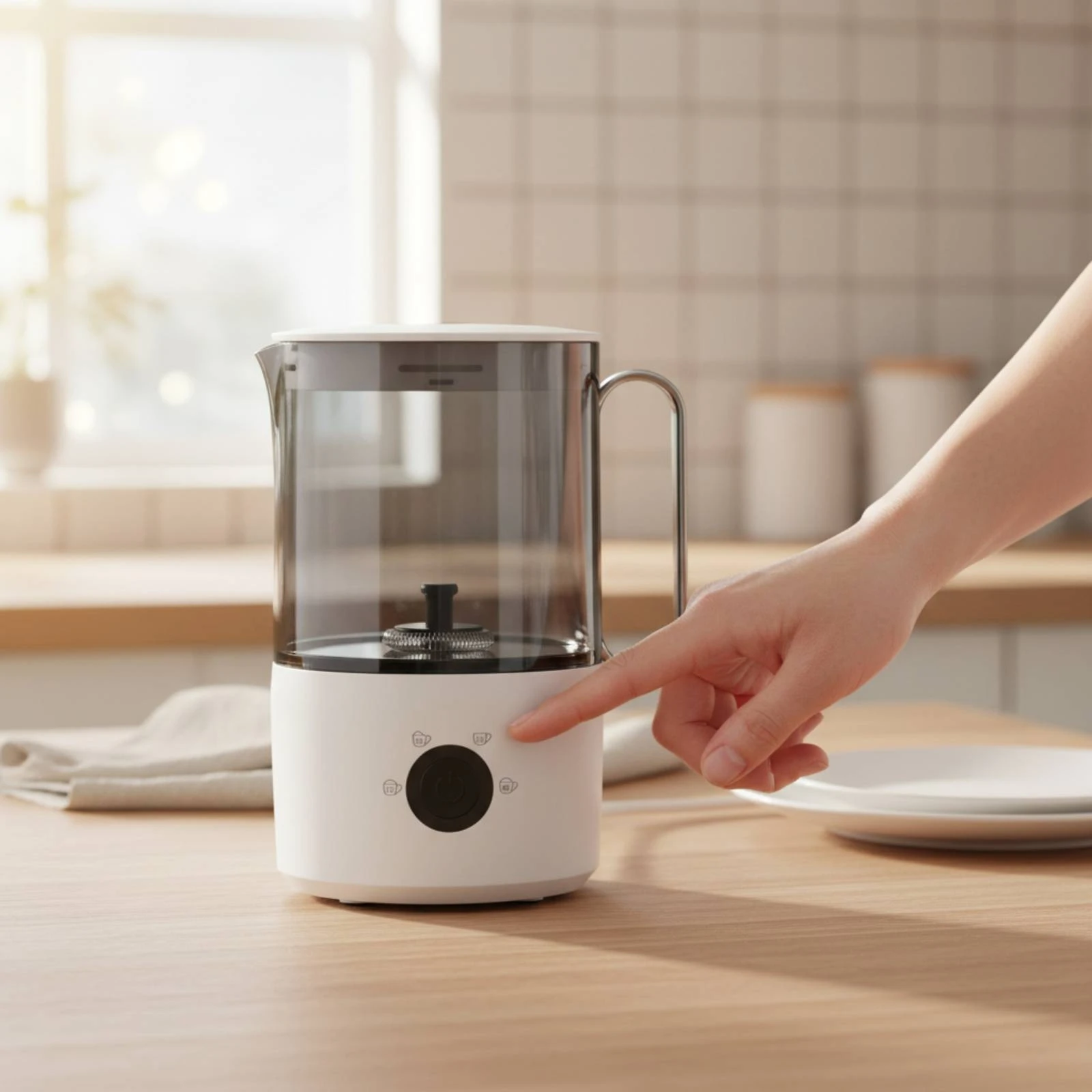 Electric Milk Frother Central Whisk Milk Foam Appliance Frothing Jug Fill Lines Countertop Appliance Easy to Use 1