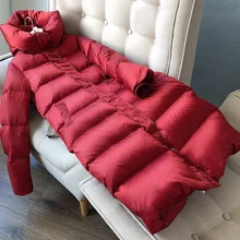 

Women Coats Hooded Down Jacket with Thick Fluffy White Goose Down and Long Over-the-knee Winter Warm Jacket