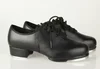Classic Clogging Tap Shoes For Men And Women Lace Up Human Leather Middle Heel Jazz Tap Dance Shoes From Kids to Adult 26-46 4