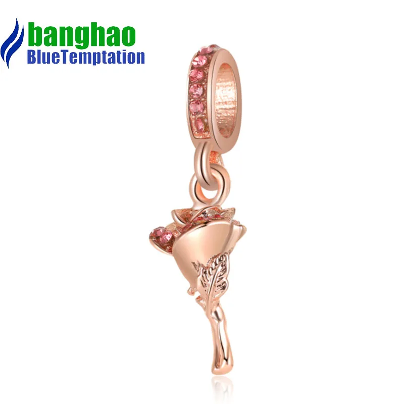 Wholesale DIY Fashion rose Charm for making accessories for jewelry alloy pendants bracelets beads DGB1325