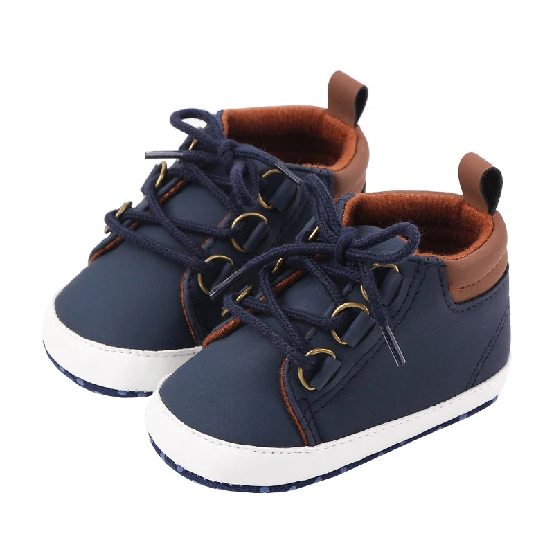 New Fashion Newborn Boy Booties Infant Shoes for 1 Year Old Soft Sole Crib Shoes Toddler Lace Up Trainers 0-18 Months Baby Items 4