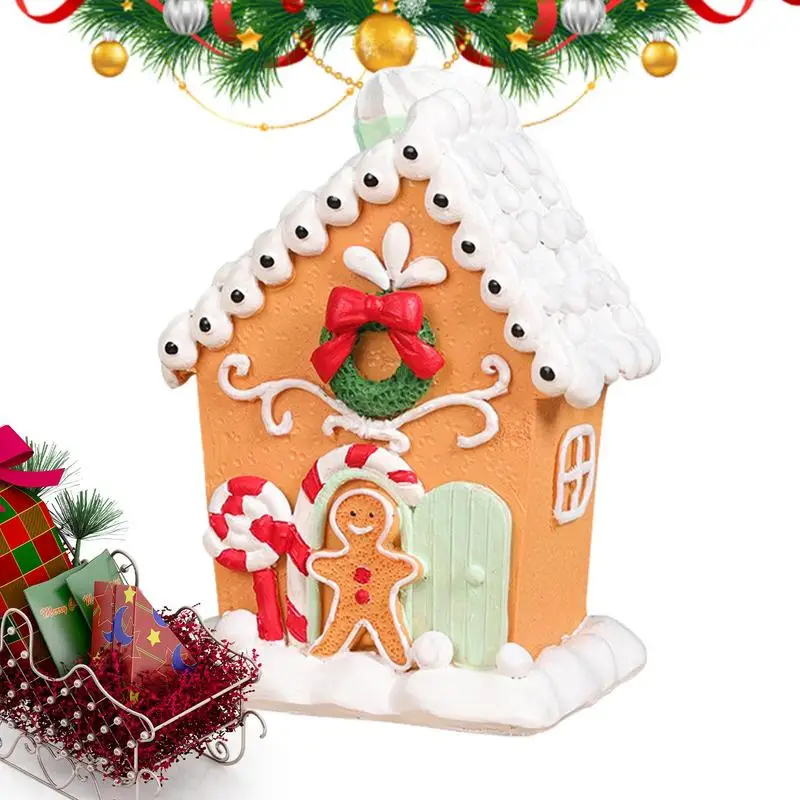 

Рождественский имбирный человек, деревенский дом, стеклянное украшение для дома, новый год, аксессуары для зимнего деревенского города, внутренний декор комнаты