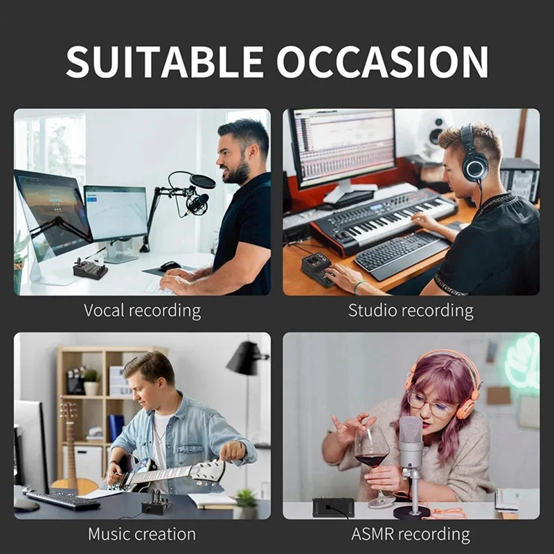 New-A47Q-Professional Audio Mixer Sound Card With Monitor Electric Guitar Live Broadcast Recording For Studio Singing Computer P