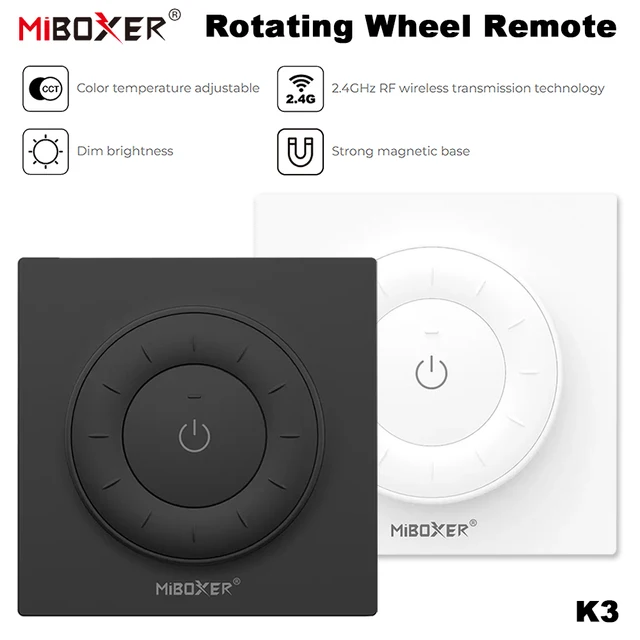 MiBoxer K3 2.4G Rotating Wheel Remote Color Temperature Panel Remote Control Adjustable Dimmer Wireless for Lamps/Controllers 1