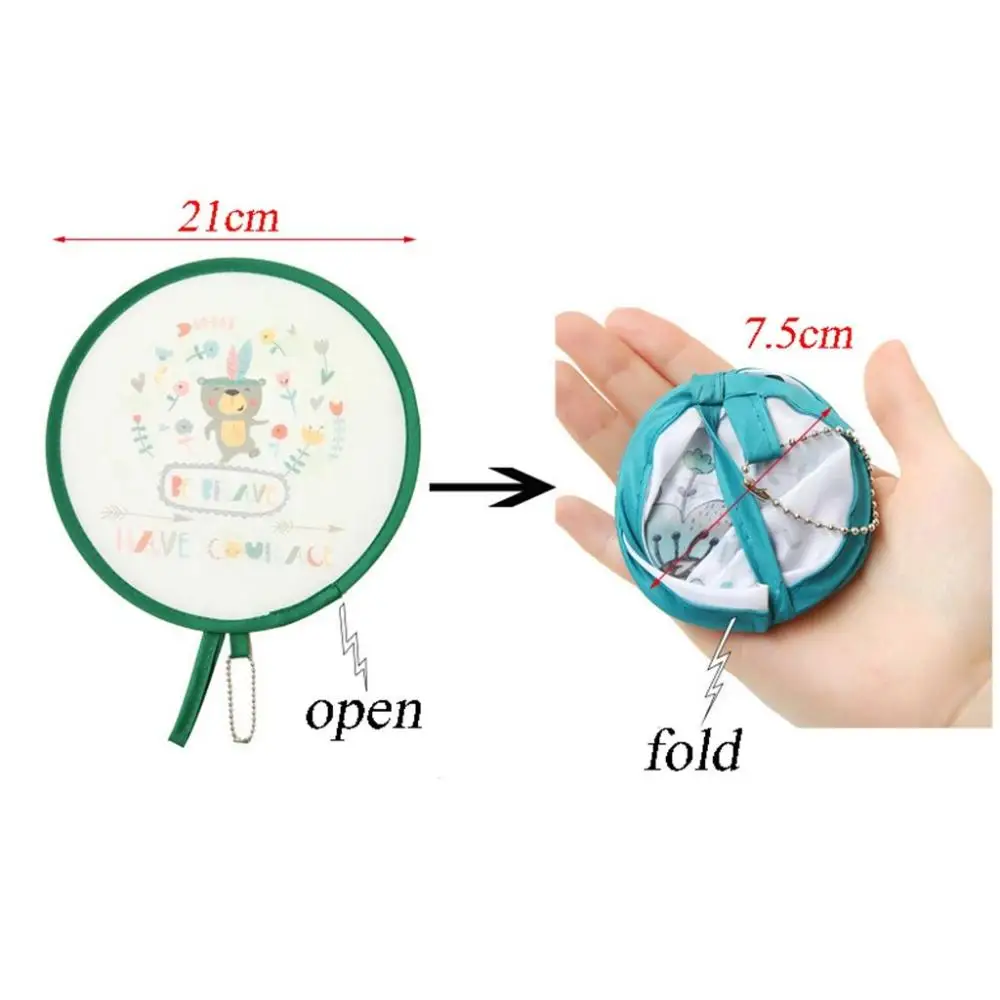 Portable Cartoon Folding Fan Kawaii Creative Foldable Fan Cool Summer Hand Flying Disk Pocket Cloth Gifts for Kids
