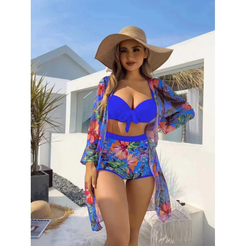 2024New Sexy Three-Piece Blouse Bikini Swimsuit Women's Wholesale Swimwear