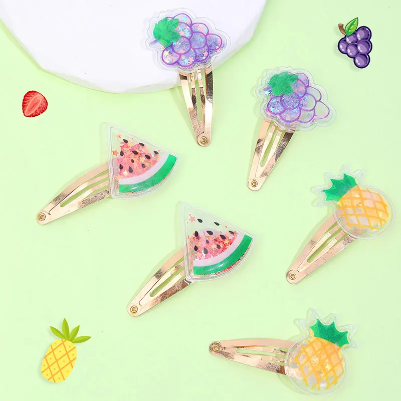 2PCS Cute Mermaid Hair Clips For Girls Quicksand Sequins Star Bows Hairpins Kids Pineapple Birthday Paty Hairpins Girl Headwear images - 6