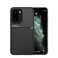 Shockproof Magnetic Leather Silicone Phone Case with Car Holder Function for Oneplus 15R (Moire Black)