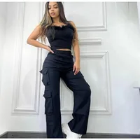 New Straight Cargo Pants Women High Waist Baggy Trousers Casual Wide Leg Slim Vintage Y2K Streetwear Pocket Fashion Casual Pants - Image 4