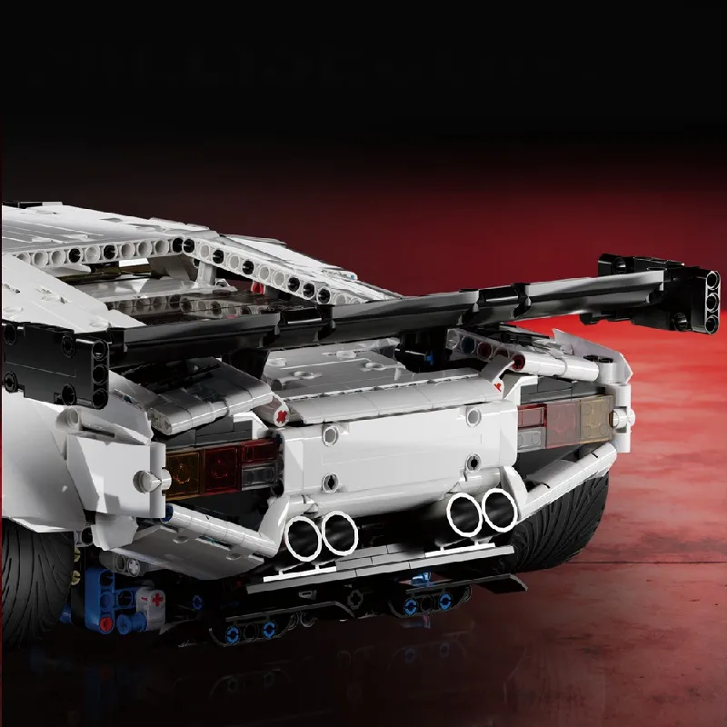 Technik Lanbo Supersportwagen Bausteine MOC 1:8 Weißes Hochgeschwindigkeits-Supersportfahrzeug Modell Bausteine Spielzeug Geschenke für Erwachsene – Detail 4