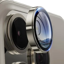Premium Titanium Camera Protector Set with Tempered Glass Lens Cover - iPhone 15 Pro (Original Titanium)