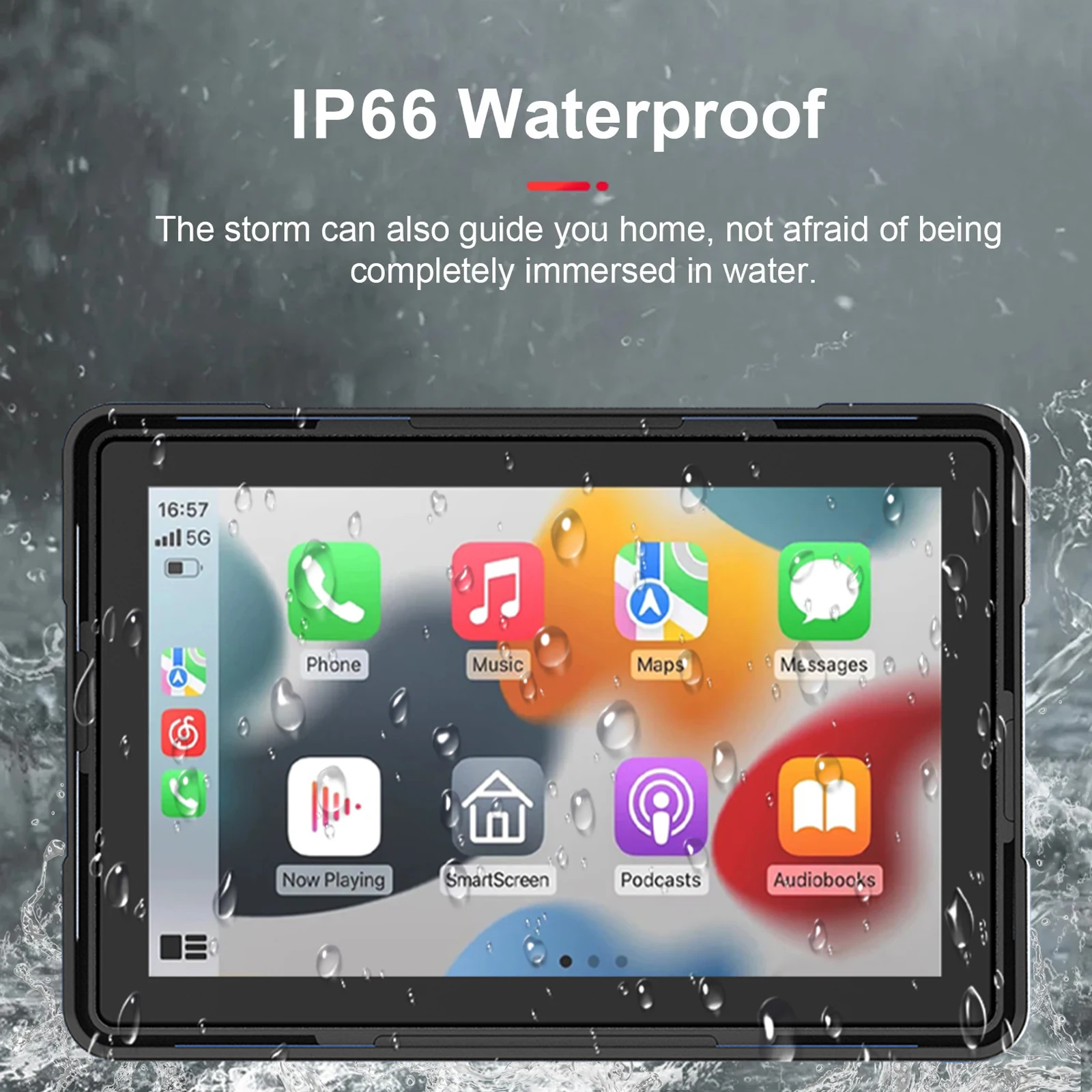 5 inch Waterproof Touchscreen, Support Dual Bluetooth, Car GPS, Siri