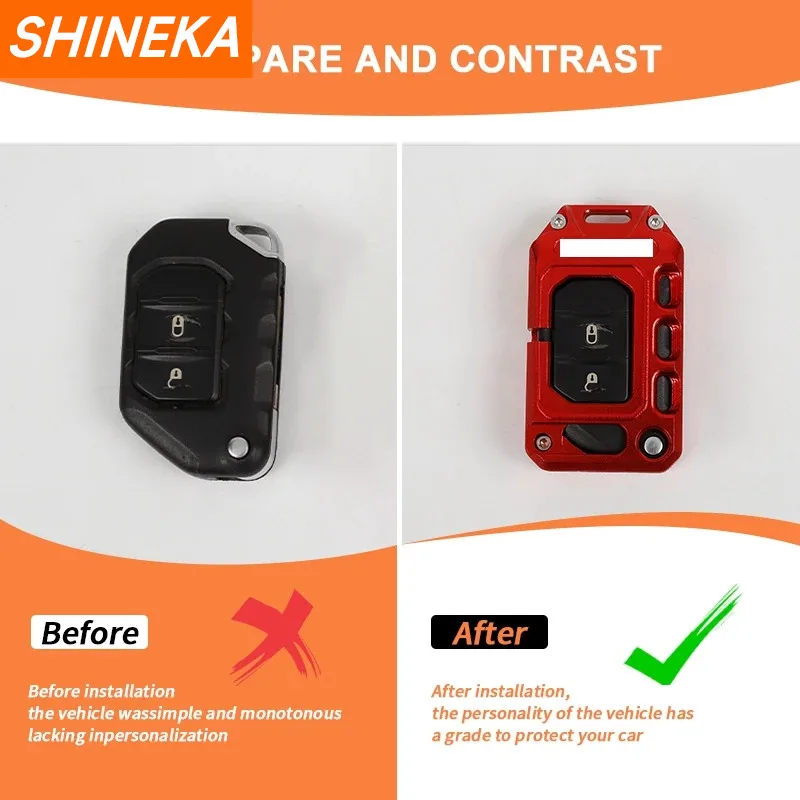 Key Case Key Case Cover Car Key Shell Anti Lost Keychain Car Key Chain Keychain For Jeep Gladiator JT Car Key Cover Metal Full Protection Key Shell Accessories For Jeep Wrangler JL