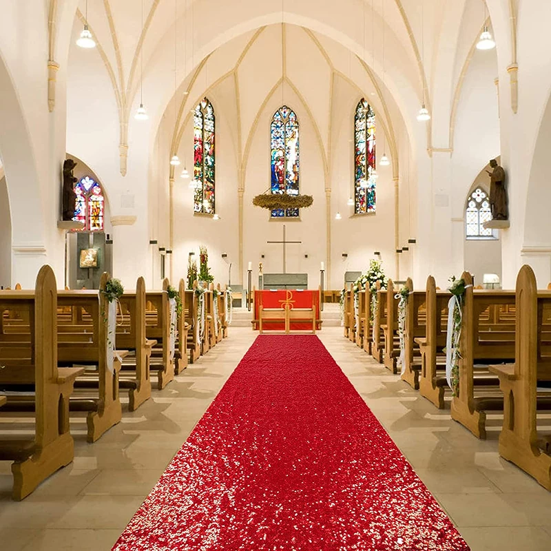 

Red Sequin Aisle Runner Carpet for Wedding Decoration Christmas Halloween Birthday Party Indoor Outdoor Ceremony Events Supplies