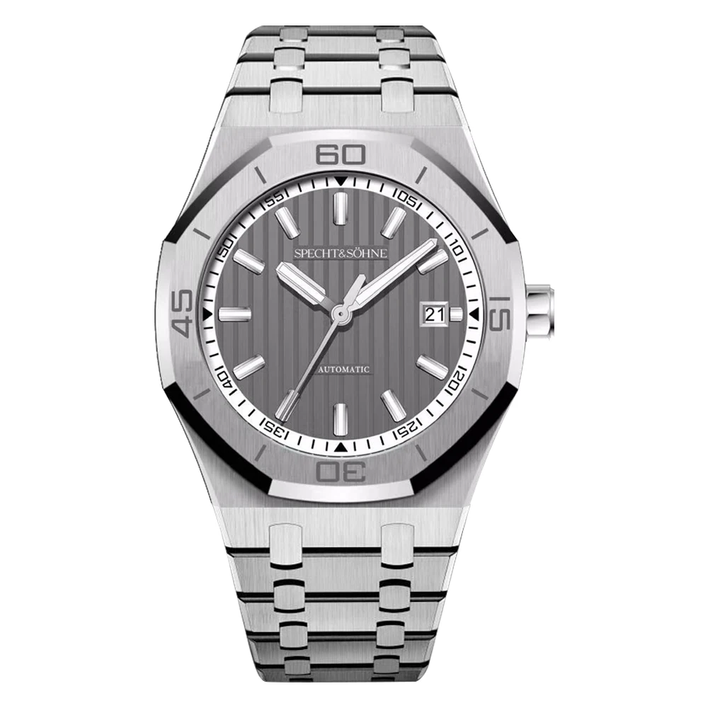 

New Specht & Sohne 40MM Automatic Watch For Men Sapphire Grey Japan Miyota 8215 Steel Wristwatches Reloj Hombre Waterproof