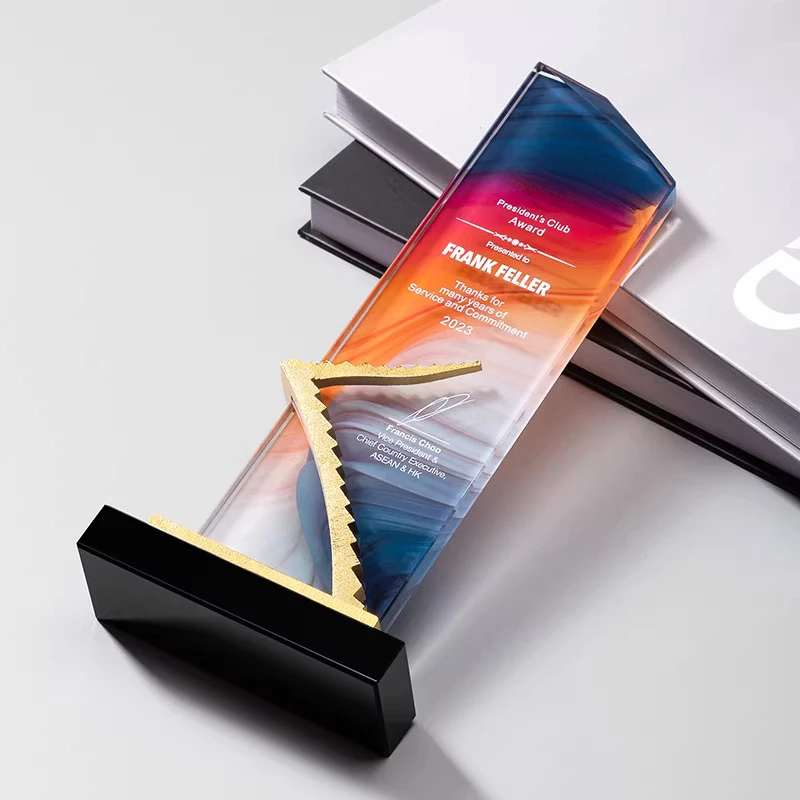 Customized Crystal Trophy, Color Printing Prize Sports Annual Meeting Awards Outstanding Employee Souvenir, Home Decoration, 1Pc