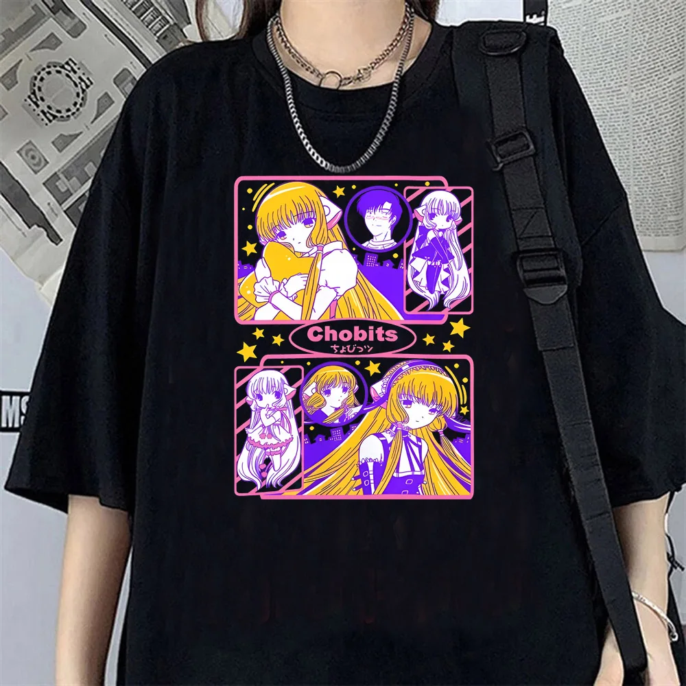 Japanese Anime Chobits T Shirt Women Kawaii Cartoon Vintage Clothes Short Sleeve Aesthetic Y2k Top Tees Unisex Female