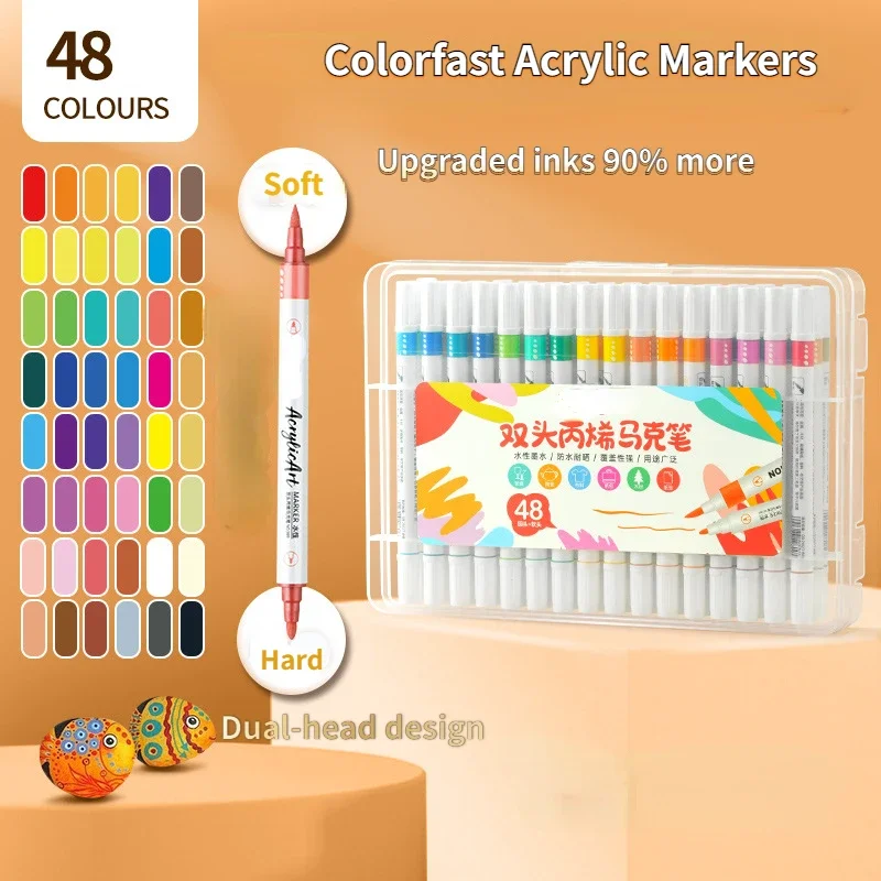 

Double-ended Acrylic Markers Children's Art Diy Pen Opaque Waterproof Non-toxic Washable Watercolor Back-to-school Gift