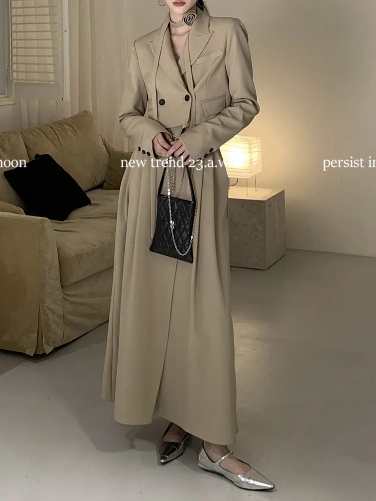 BJTZ Vintage Temperament Fashion Long-sleeved Short Suit Jacket Female Pleated Skirt Two-piece Set Female 2025 New Model 2