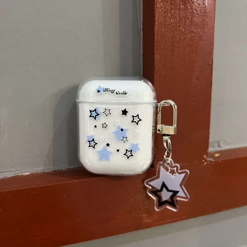 Fashion Colorful Cartoon Star Earphone Case For AirPods Pro 2nd Case For AirPod 1 2 3 Soft TPU Protective Cover With Keychain
