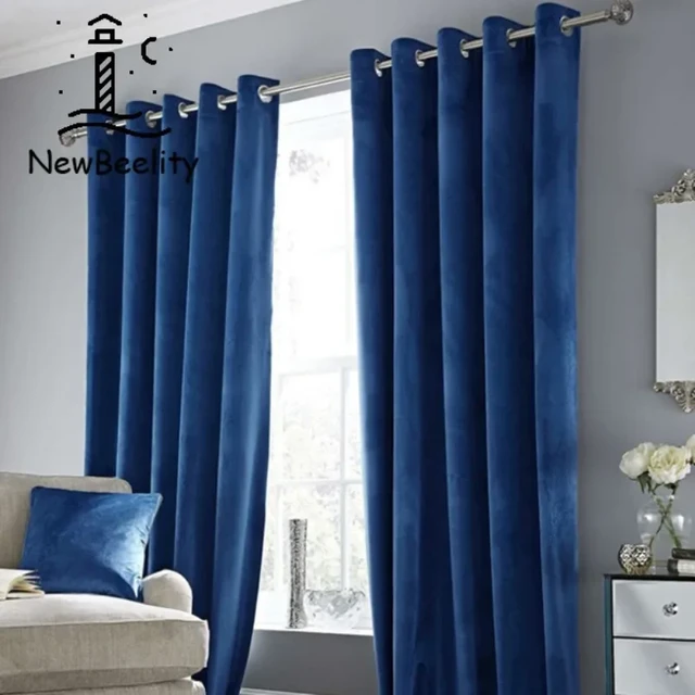 Cortinas de terciopelo azul piedra de 63 pulgadas de largo, cortinas con  aislamiento térmico súper suaves y gruesas, para oscurecer la habitación