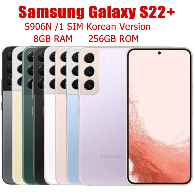 

Original Unlocked Samsung Galaxy S22+ 5G S906N S22 Plus Original 6.6" AMOLED ROM 256GB RAM 8GB Snapdragon NFC Octa Core Phone
