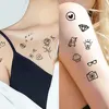10pcs Waterproof Temporary Tattoo Sticker Love Emoticon Moon Sun Lines Skull Planet Tatto Wrist Fake Tattoos Body Art Women Men 3