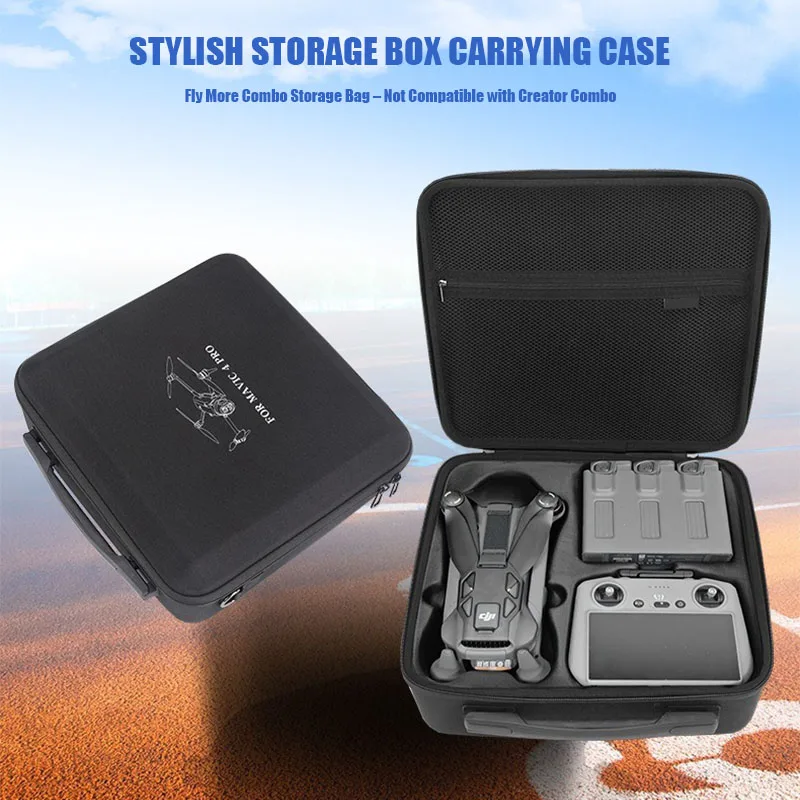 Étui rigide EVA pour DJI Mavic 4 Pro posé sur une surface, détaillant sa coque résistante et son design compact.