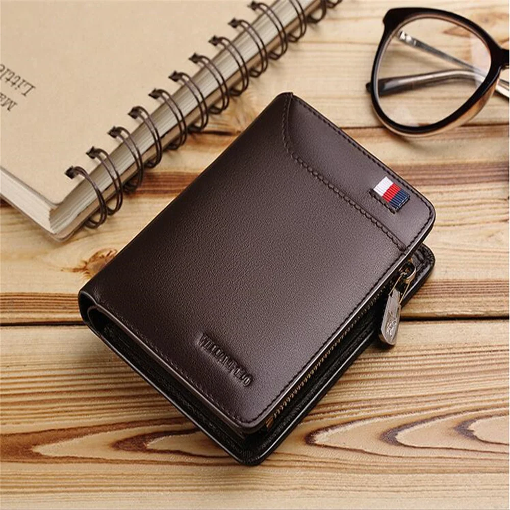

2023 brand high-quality men's short cowhide money clip card bag men's zipper real cowhide driving license set men's coin purse