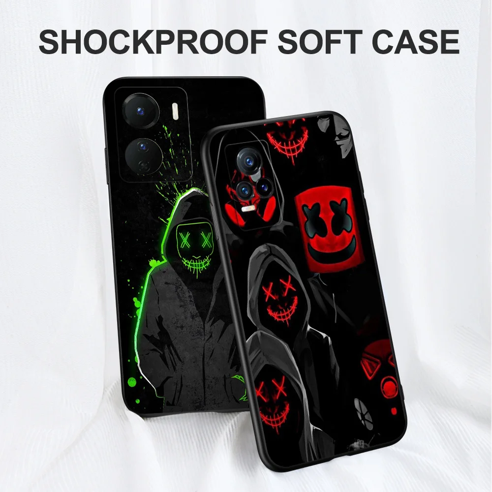 Black Tpu Case For Vivo Y01 Y2 Y12S Y12A Y50 Y15 Y15A Y15S Y17 Y3 Y11 Y50 Y50T Y51S 2019 2020 5G Hacker Mask