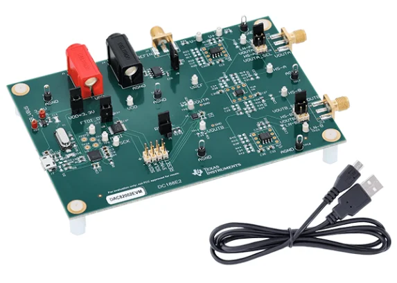 

DAC82002EVM dual-channel, 16-bit, low-glitch-noise, unbuffer