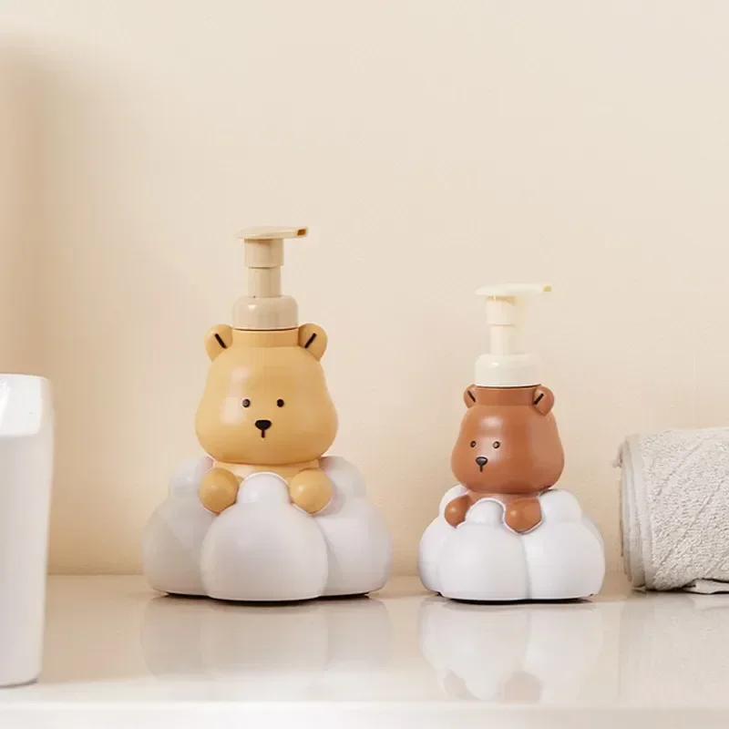 

Контейнер с насосом, пенопластовый флакон с медведем для рук, многоразовый диспенсер для душа для ванной комнаты, антисептик для мыла, мультяшный шампунь