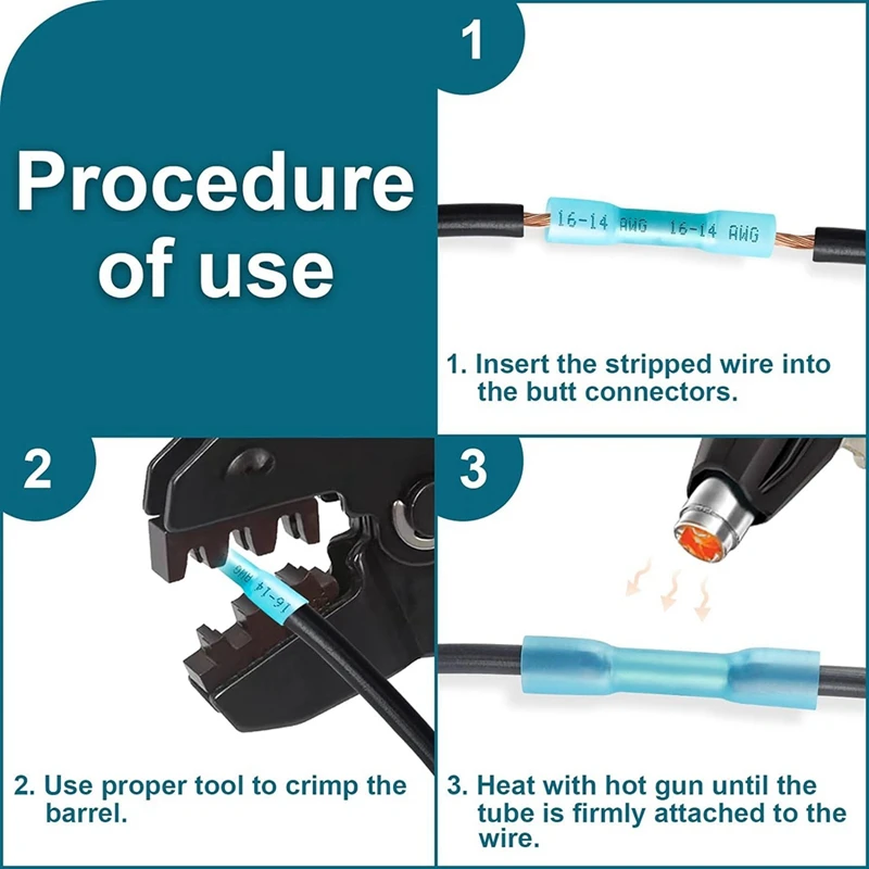 Heat Shrink Butt Connectors Kit, Insulated Waterproof Heat Shrink Butt Connectors, Tinned Copper Connectors