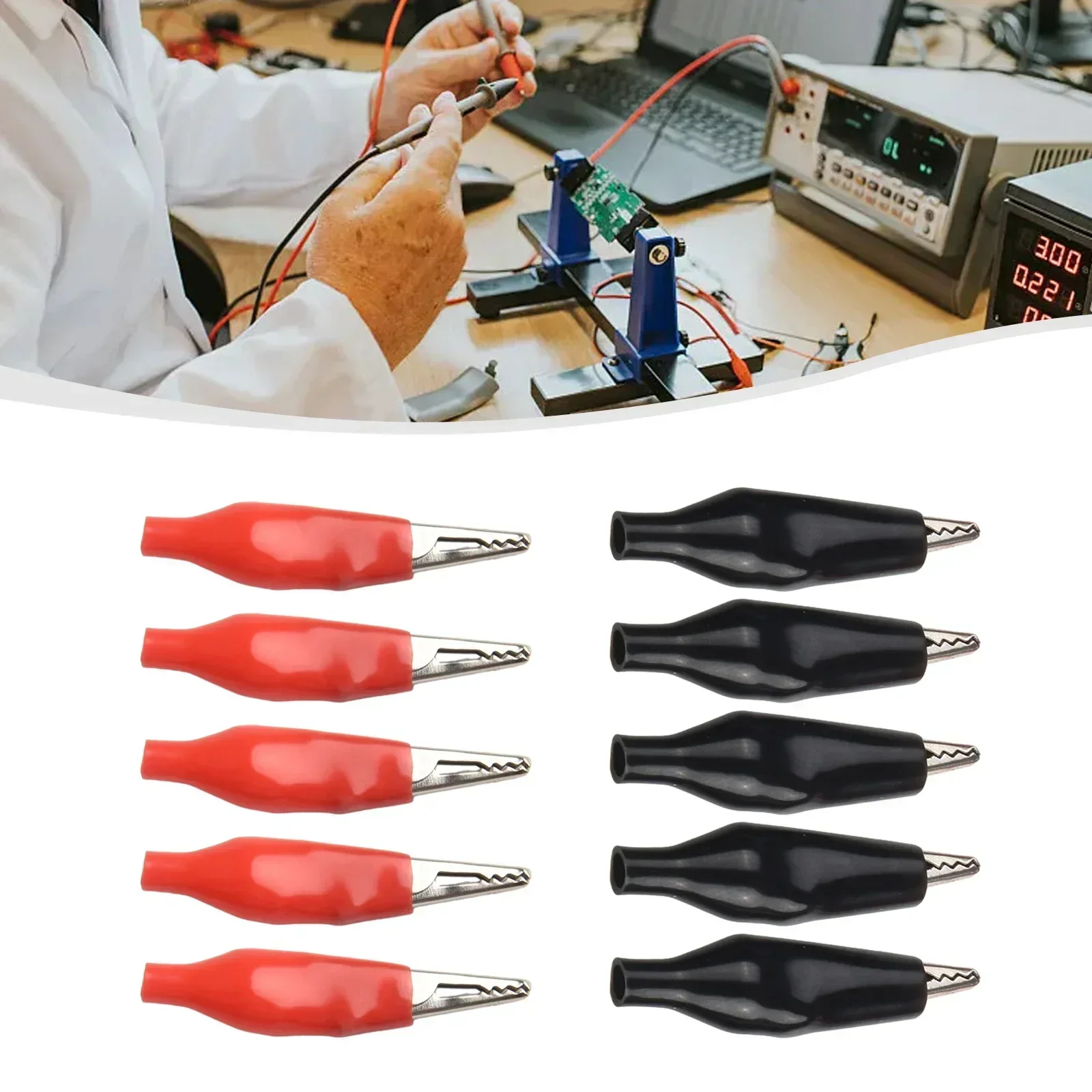 10pcs Insulated Crocodile Clips Electrical Battery Connectors 5A Clamps Clamps For Electrical Multimeter