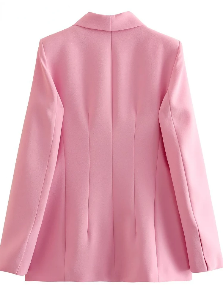 Women\'s Blazer 2024 New Autumn Elegant Casual Office Lady Pink Jacket Coat Fashion High Waist Loose Wide Leg Trousers Pant Suit