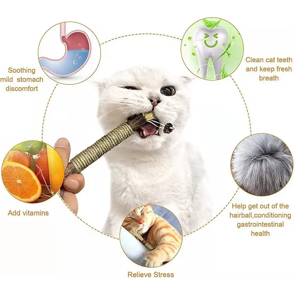 

Cat Toys Silvervine Chew Stick Natural Pet Cat Snacks Stick Cleans Tooth Promote Digestion Kitten Chew Toy Pet SuppliesHemp Rope