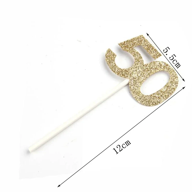 Cupcake Toppers 12Pcs Gold Glitter Number 30 40 50 60 70 For 30th 40th 50th 60th 70th Birthday Anniversary Party Cake Decoration