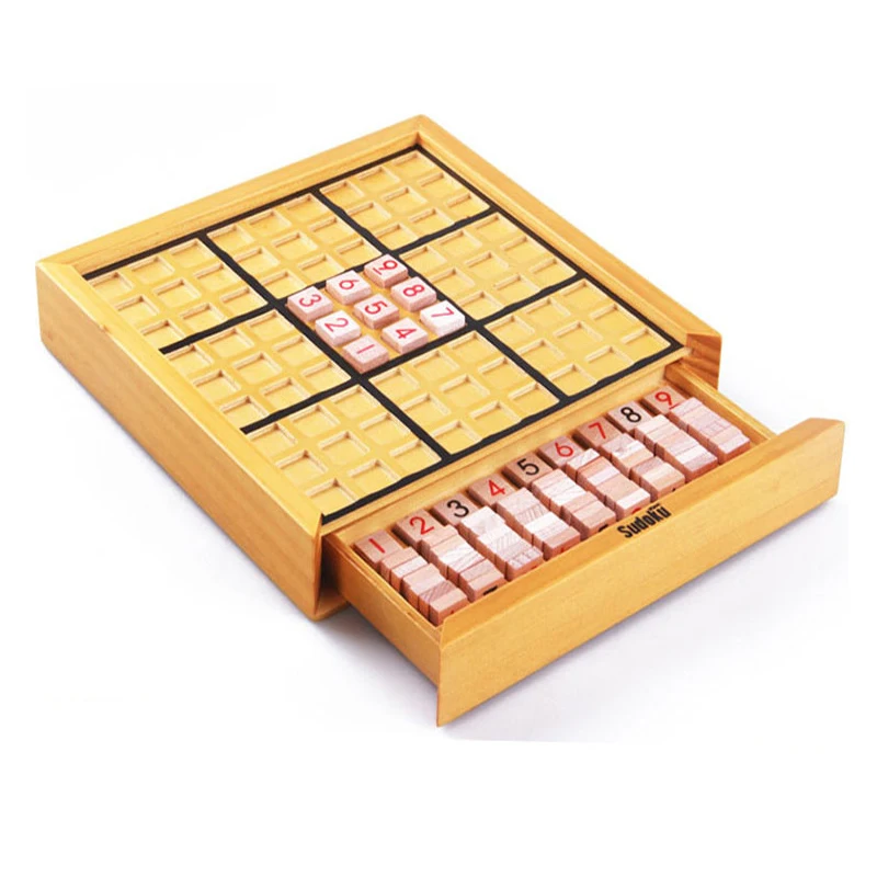 Wooden Sudoku Board Game With Drawer Logical Thinking Puzzles Brain Teaser For Adults And Kids Educational Toys 3