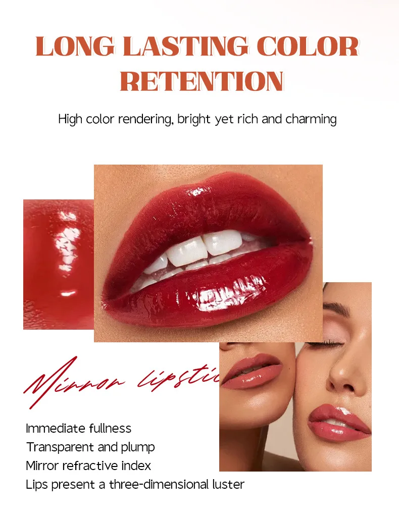 Description Picture 6 of itemPunk Dark Coffee Mirror Water Liquid Lipstick Moisturizing Grape Purple Mirror Lip Gloss Red Brown Water Gloss Lip Tint Makeup