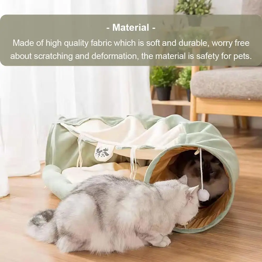 Foldable Cat Tunnel Tube Upgraded Tunnel Bed Interactive Drill Channel Pet Supplies Cat Games Teasing Toys Cat Accessories