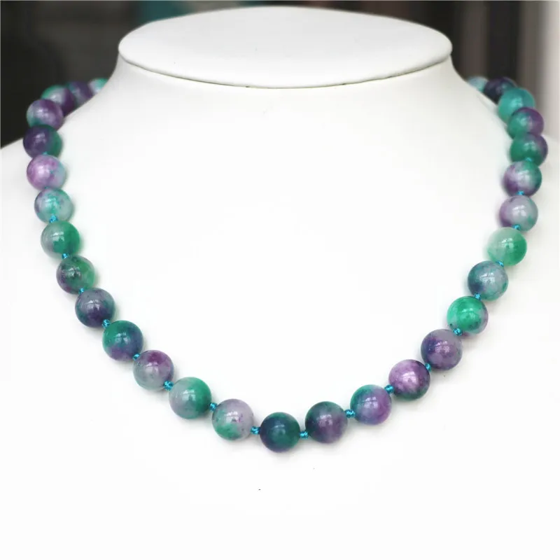 

Jewelry Necklace Color mixing Chalcedony Necklace 10mm Round beads Necklace noble women Necklace best gift for female friends