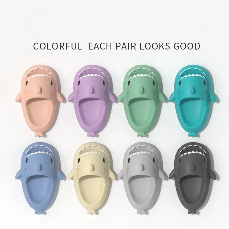 Women Cartoon Shark Slippers Men Indoor Bathroom Slides Summer Couple Fashion Flat Shoes Sandals Home Soft EVA Beach Flip Flops slippers sandals