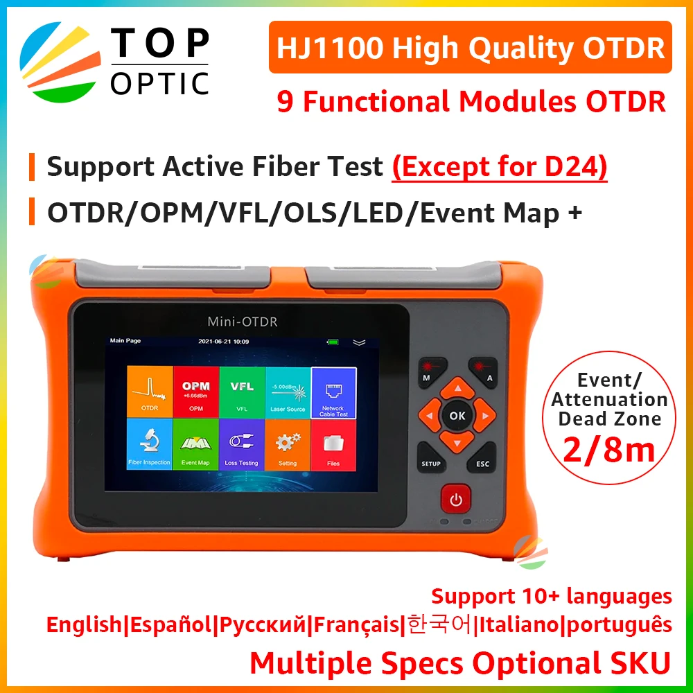 Pro MINI OTDR 26/24dB Active Live Fiber Optic Reflectometer Touch Screen VFL OLS OPM Event Map Ethernet Cable Tester Equipment compatible hp j9282c aruba 1gb or 10gb sfp dac cable 0 2m 10m passive direct attach copper twinax cable ethernet fiber equipment