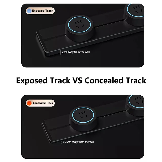 เต้ารับรางไฟติดผนังอลูมิเนียมสำหรับห้องครัวหลอดไฟขนาด40ซม. 50ซม. มีซ็อกเก็ตในตัวบนเคาน์เตอร์ 6