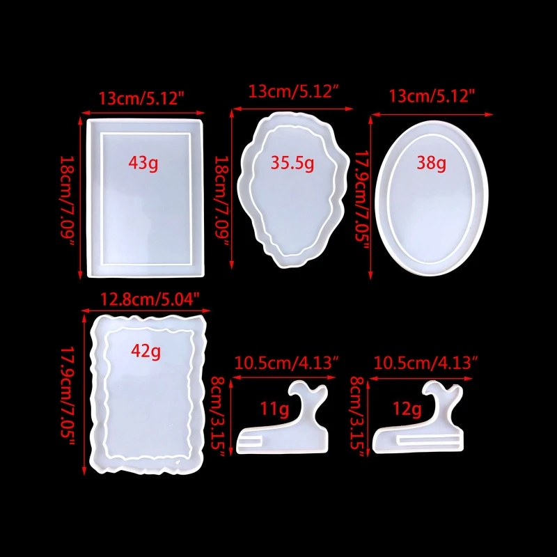 Y4QE Photo Frame Resin Silicone Mold Rectangle & Oval Epoxy Casting Mould Jewelry Making Tools for DIY Craft Home Decoration