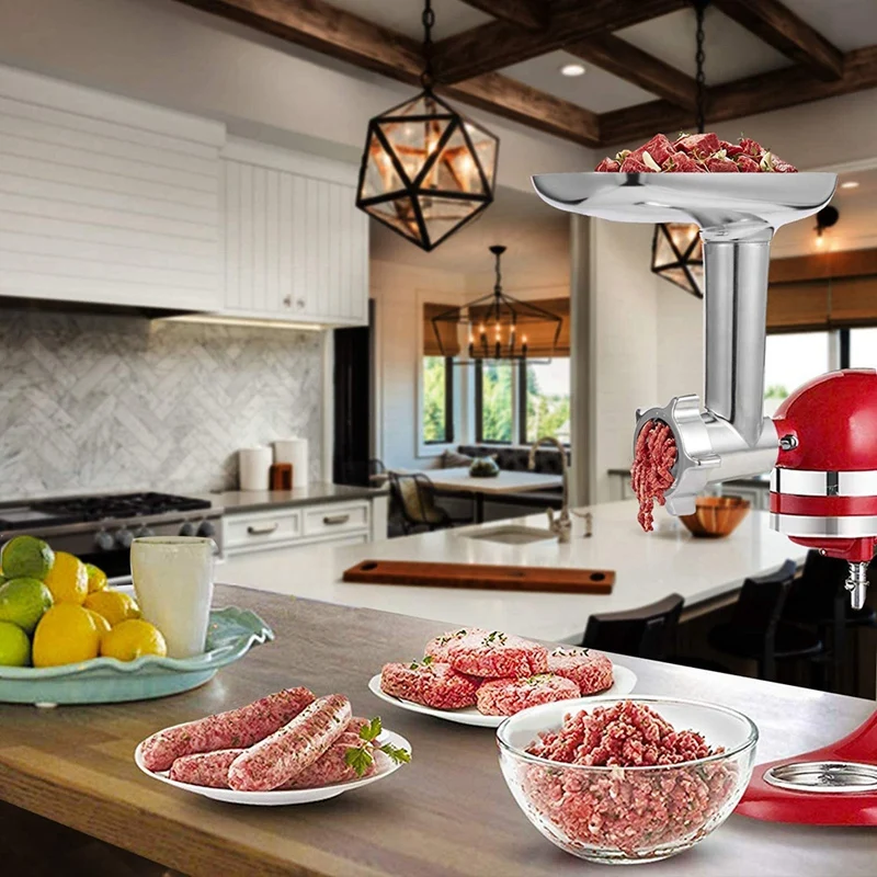 Meat Grinder Attachment For Kitchenaid Stand Mixers,Included Sausage Stuffer  Tubes,Durable Food Grinder Attachments