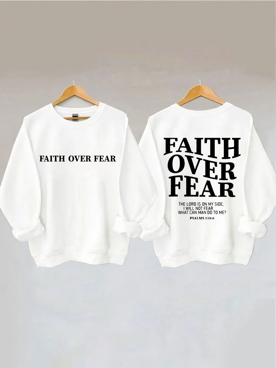 

Faith Over Fear Slogan Women Sweatshirt New Fashion Individuality Easter Female Sweater Hot Sale Art Casual Comfort Girl Tops