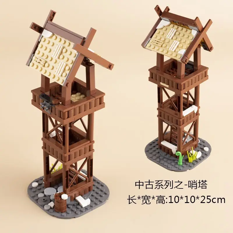 Medieval Series Build Moc Castle Tower War Chariot Crossbow Carriage Soldier Figure Accessories Small Building Block Kids Toys
